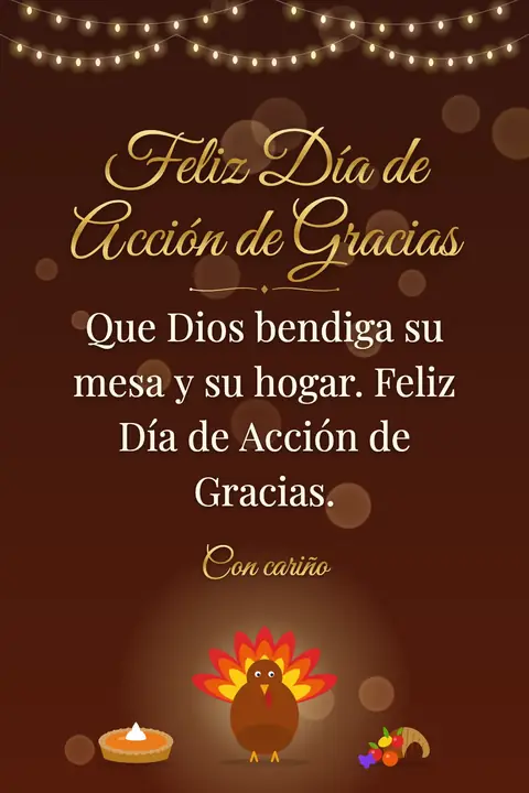 Thanksgiving wishes image: Que Dios bendiga su mesa y su hogar. Feliz Día de Acción de Gracias.