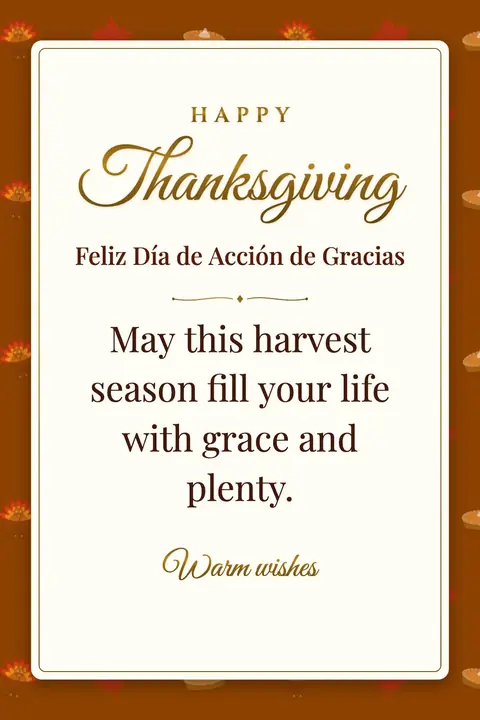 Thanksgiving wishes image: May this harvest season fill your life with grace and plenty.