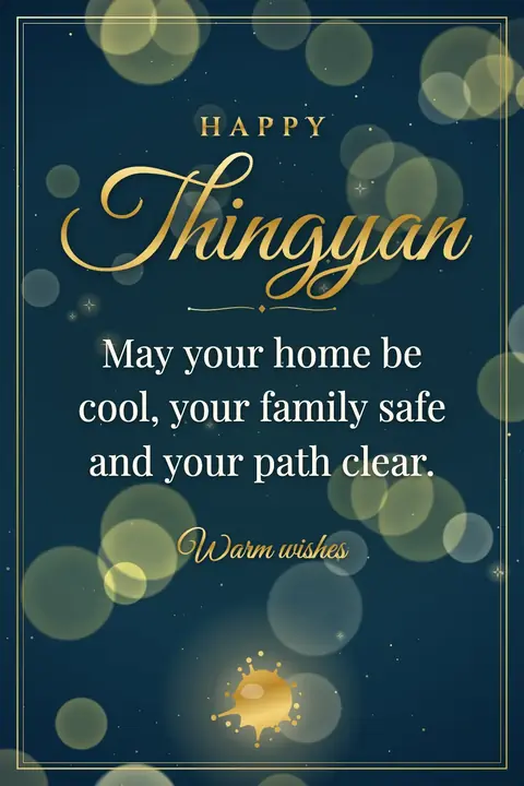 Thingyan wishes image: May your home be cool, your family safe and your path clear.