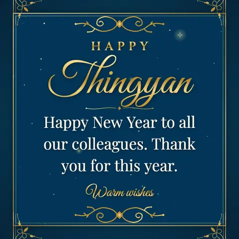 Thingyan wishes image: Happy New Year to all our colleagues. Thank you for this year.