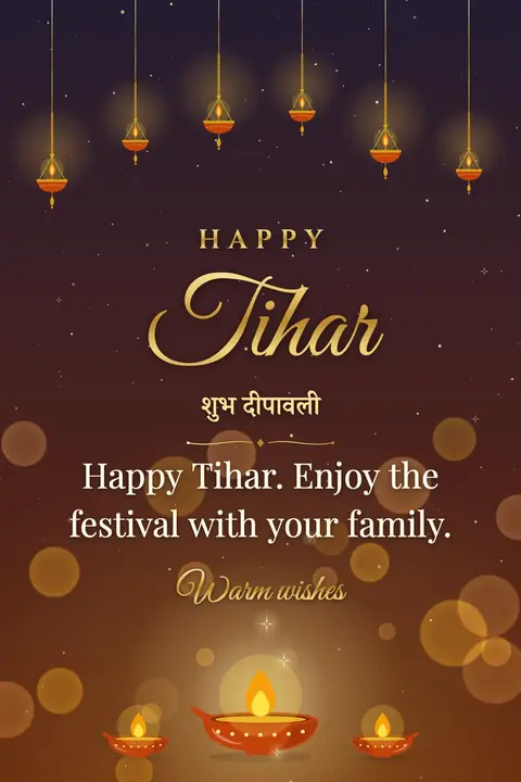 Tihar wishes image: Happy Tihar. Enjoy the festival with your family.