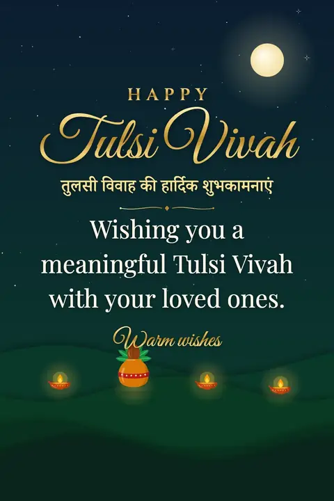 Tulsi Vivah wishes image: Wishing you a meaningful Tulsi Vivah with your loved ones.