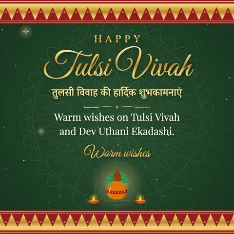 Tulsi Vivah wishes image: Warm wishes on Tulsi Vivah and Dev Uthani Ekadashi.