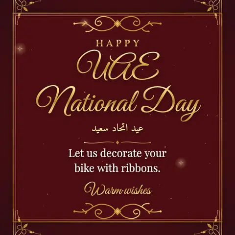 UAE National Day wishes image: Let us decorate your bike with ribbons.