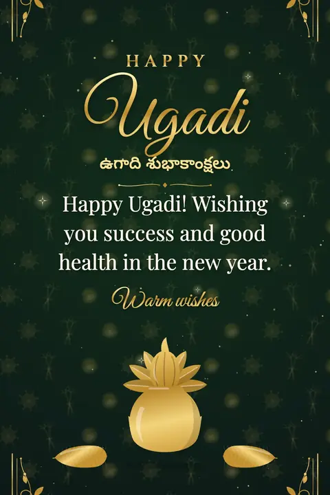 Ugadi wishes image: Happy Ugadi! Wishing you success and good health in the new year.