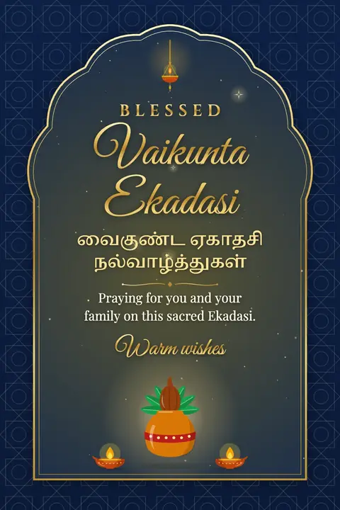 Vaikunta Ekadasi wishes image: Praying for you and your family on this sacred Ekadasi.