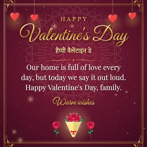 Valentine's Day wishes image: Our home is full of love every day, but today we say it out loud. Happy Valentine's Day, family.