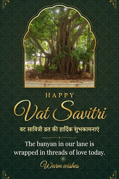 Vat Savitri wishes image: The banyan in our lane is wrapped in threads of love today.