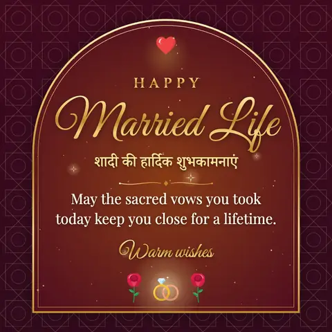 Wedding wishes image: May the sacred vows you took today keep you close for a lifetime.