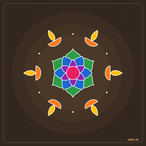 Deepam Rangoli, No. 16: finished kolam design