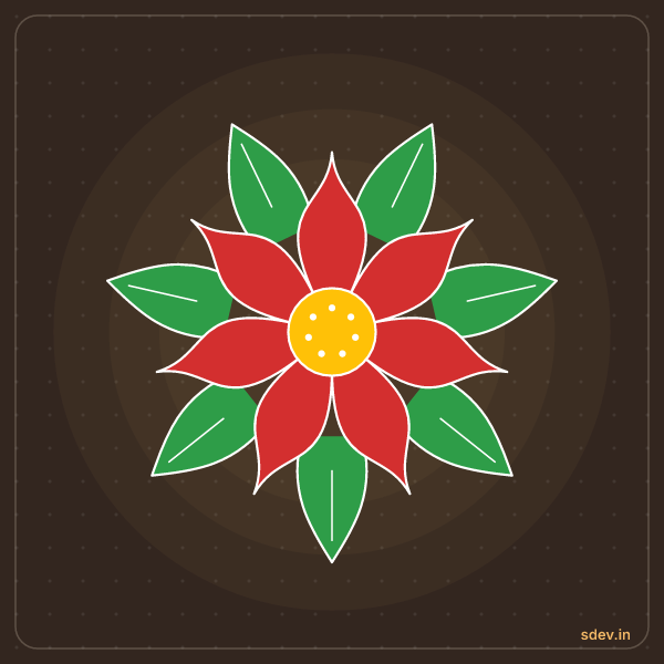 Flower Rangoli, No. 1: finished kolam design