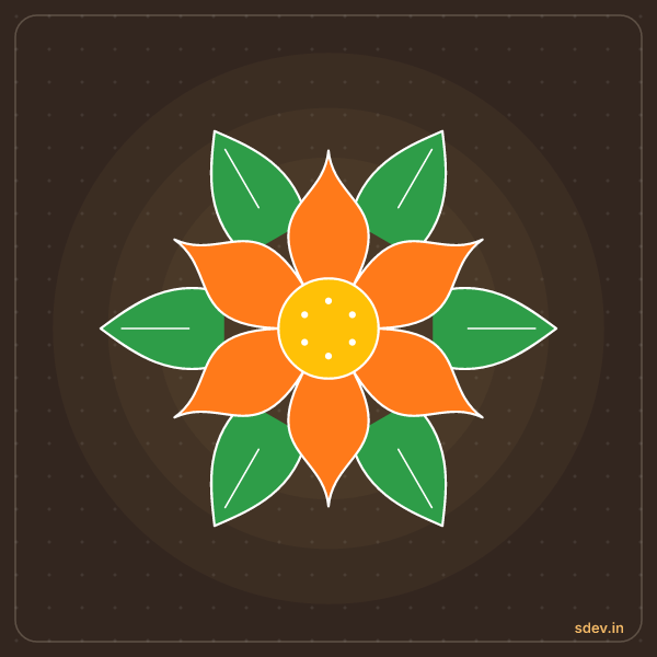 Flower Rangoli, No. 2: finished kolam design