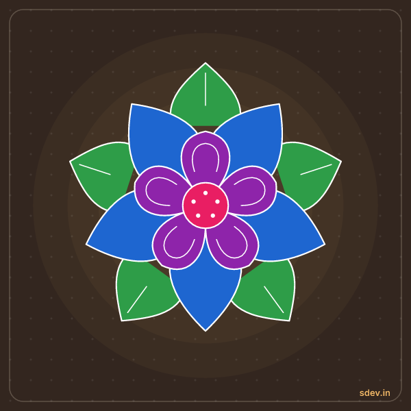 Flower Rangoli, No. 4: finished kolam design