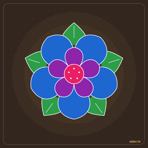 Flower Rangoli, No. 6: finished kolam design