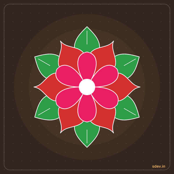 Flower Rangoli, No. 10: finished kolam design