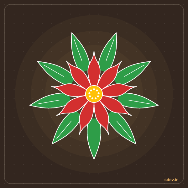 Flower Rangoli, No. 11: finished kolam design