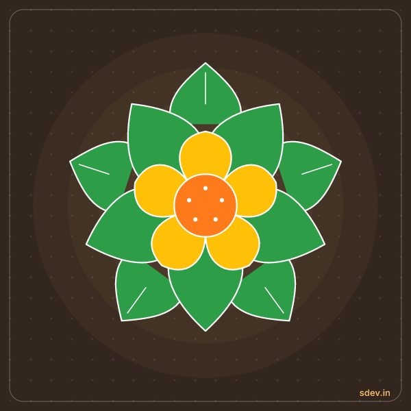 Flower Rangoli, No. 12: finished kolam design