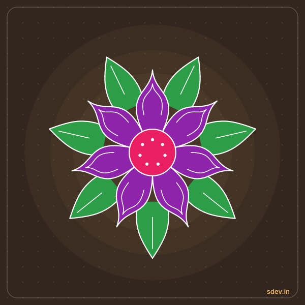 Flower Rangoli, No. 13: finished kolam design