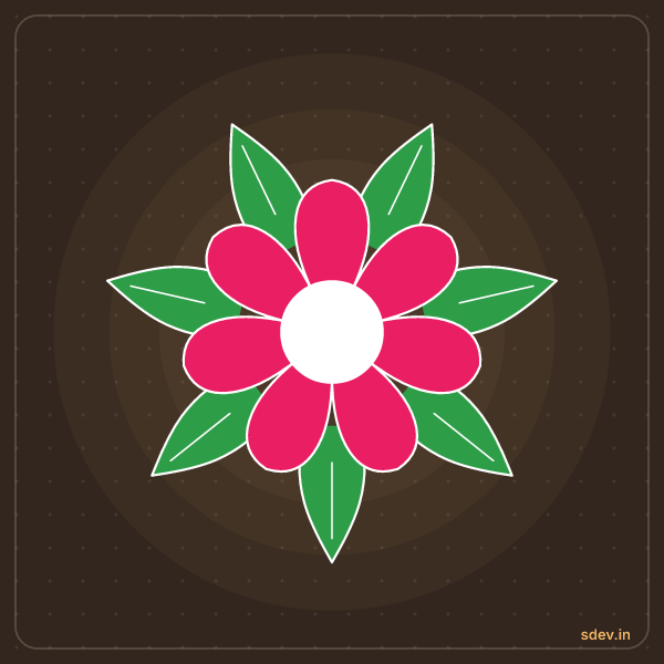 Flower Rangoli, No. 14: finished kolam design