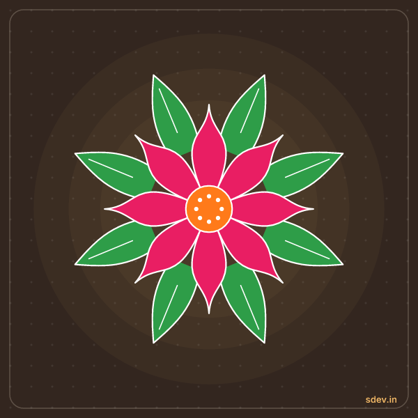Flower Rangoli, No. 15: finished kolam design