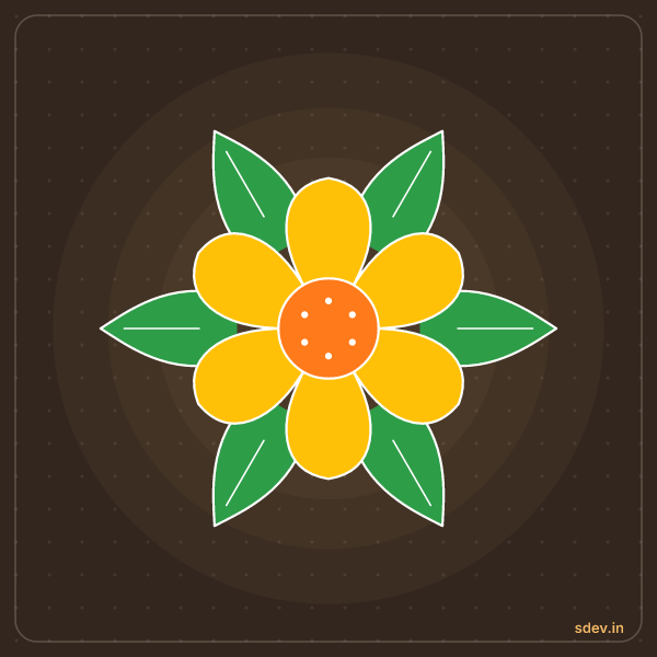 Flower Rangoli, No. 16: finished kolam design