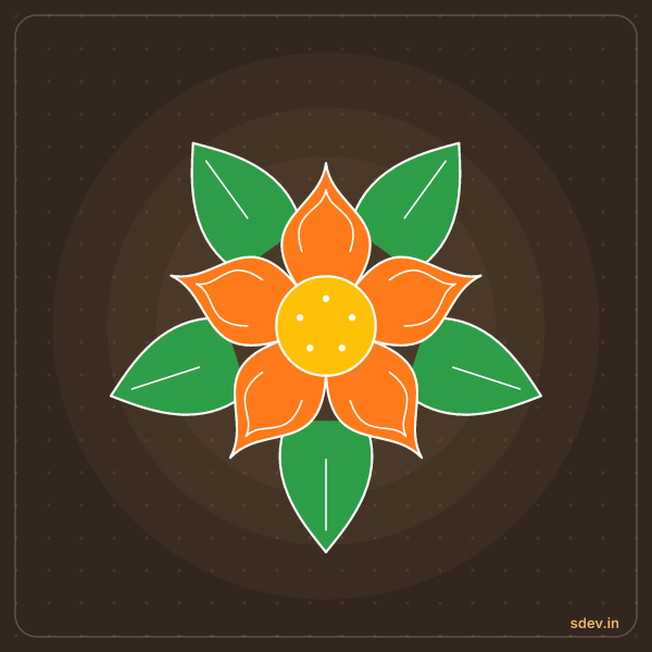 Flower Rangoli, No. 17: finished kolam design