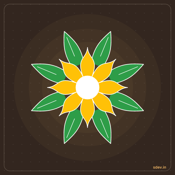 Flower Rangoli, No. 22: finished kolam design