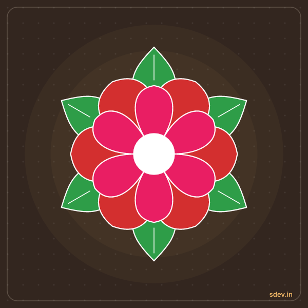 Flower Rangoli, No. 23: finished kolam design
