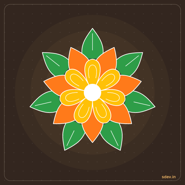 Flower Rangoli, No. 35: finished kolam design