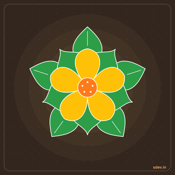 Flower Rangoli, No. 40: finished kolam design
