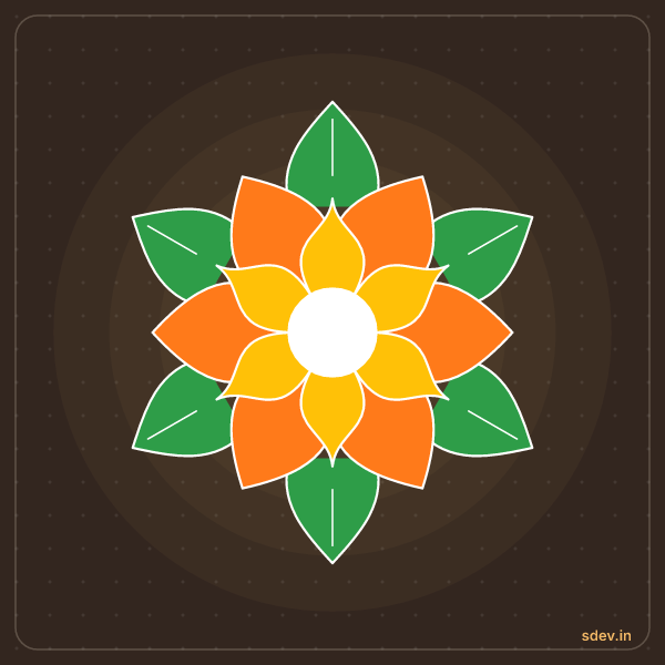 Flower Rangoli, No. 71: finished kolam design