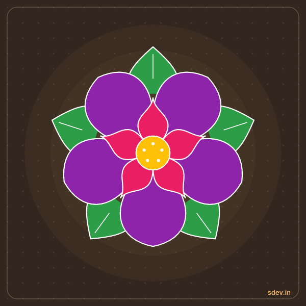 Flower Rangoli, No. 136: finished kolam design
