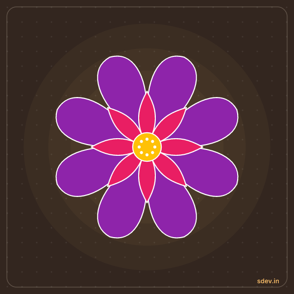 Lotus Rangoli, No. 44: finished kolam design
