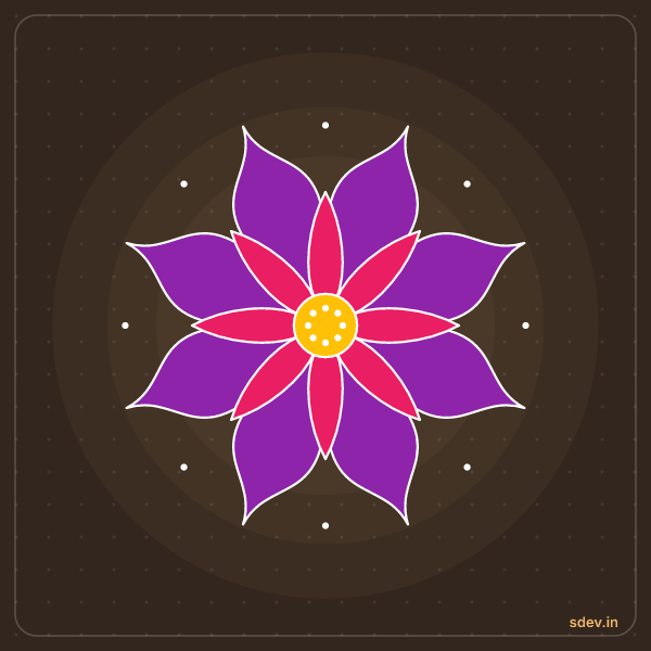 Lotus Rangoli, No. 52: finished kolam design