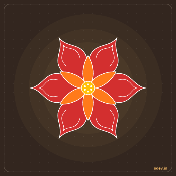 Lotus Rangoli, No. 55: finished kolam design