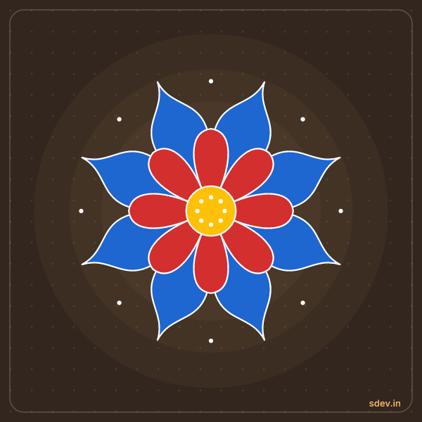 Lotus Rangoli, No. 62: finished kolam design