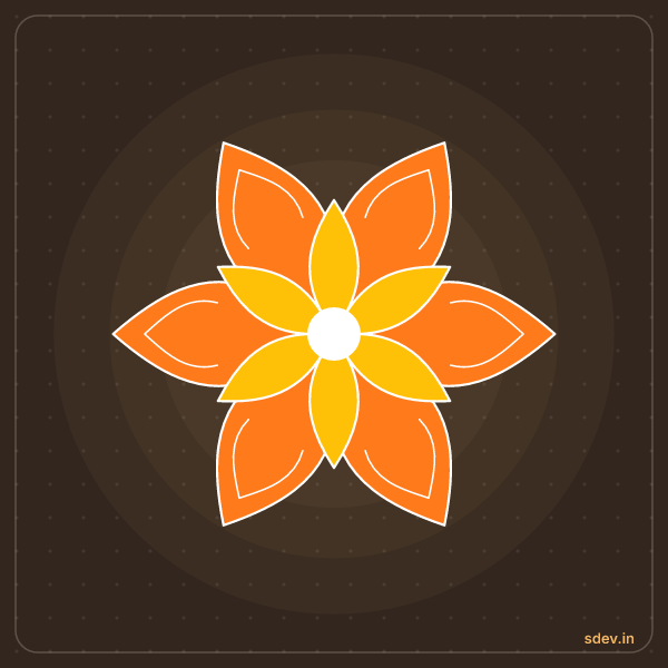 Lotus Rangoli, No. 74: finished kolam design