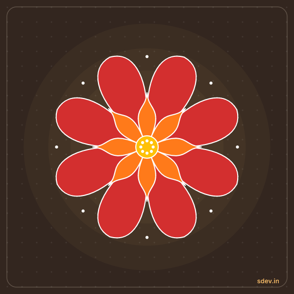 Lotus Rangoli, No. 96: finished kolam design