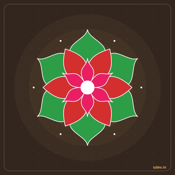 Lotus Rangoli, No. 143: finished kolam design