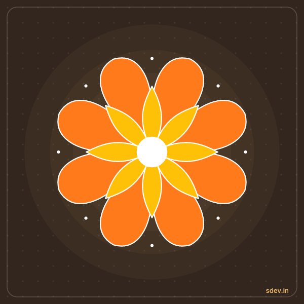 Lotus Rangoli, No. 152: finished kolam design