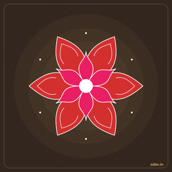 Lotus Rangoli, No. 196: finished kolam design