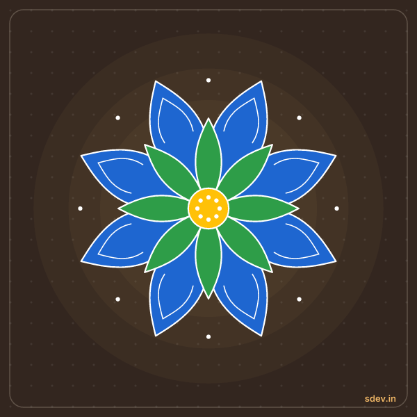 Lotus Rangoli, No. 217: finished kolam design