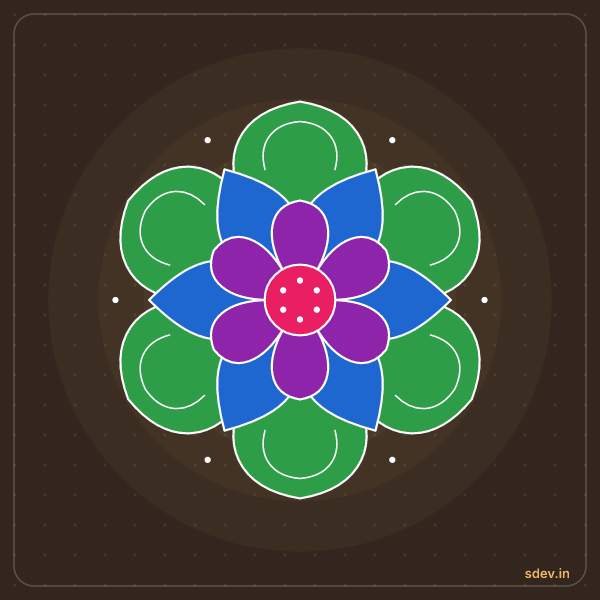 Lotus Rangoli, No. 230: finished kolam design