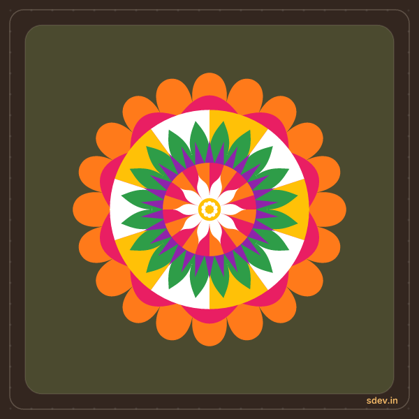 Pookkalam, No. 4: finished kolam design