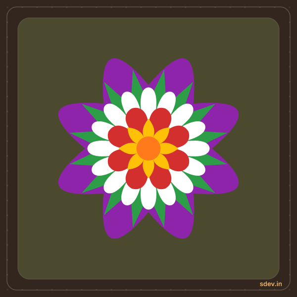 Pookkalam, No. 60: finished kolam design
