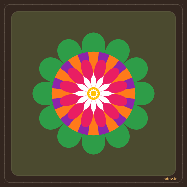 Pookkalam, No. 175: finished kolam design