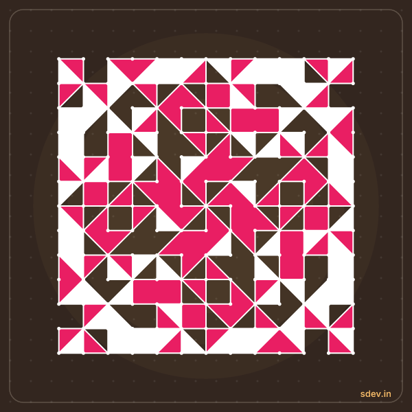 Pulli Rangoli, 13 - 13 straight dots, No. 63: finished kolam design
