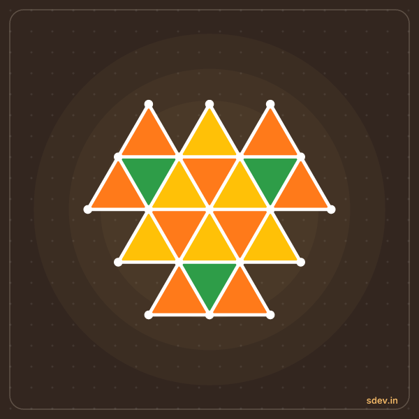 Pulli Rangoli, 5 - 3 interlaced dots, No. 17: finished kolam design