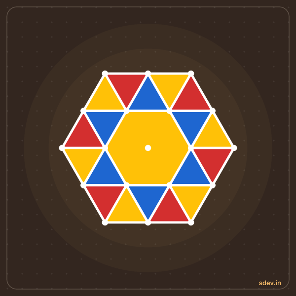 Pulli Rangoli, 5 - 3 interlaced dots, No. 19: finished kolam design