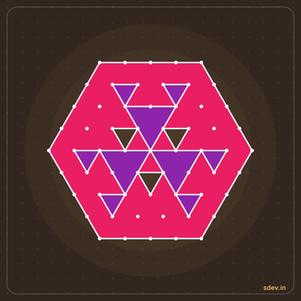 Pulli Rangoli, 9 - 5 interlaced dots, No. 30: finished kolam design